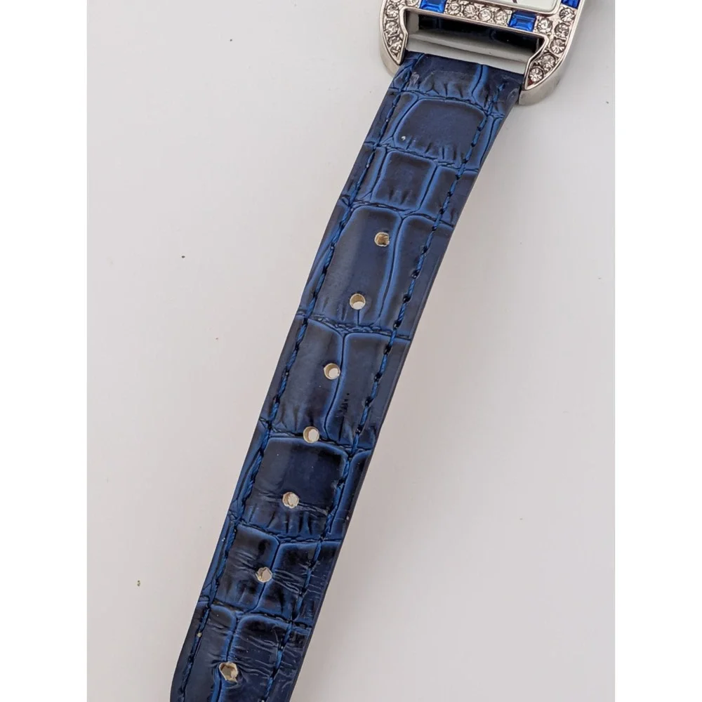 Women's‎ Quartz Watch 26mm Case Blue Gemmed Croc Band- New Battery